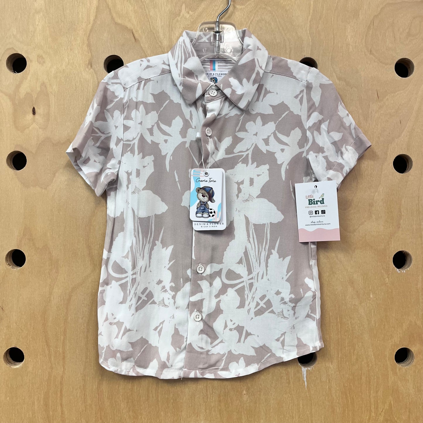 Beige Floral Button Up Shirt NEW!