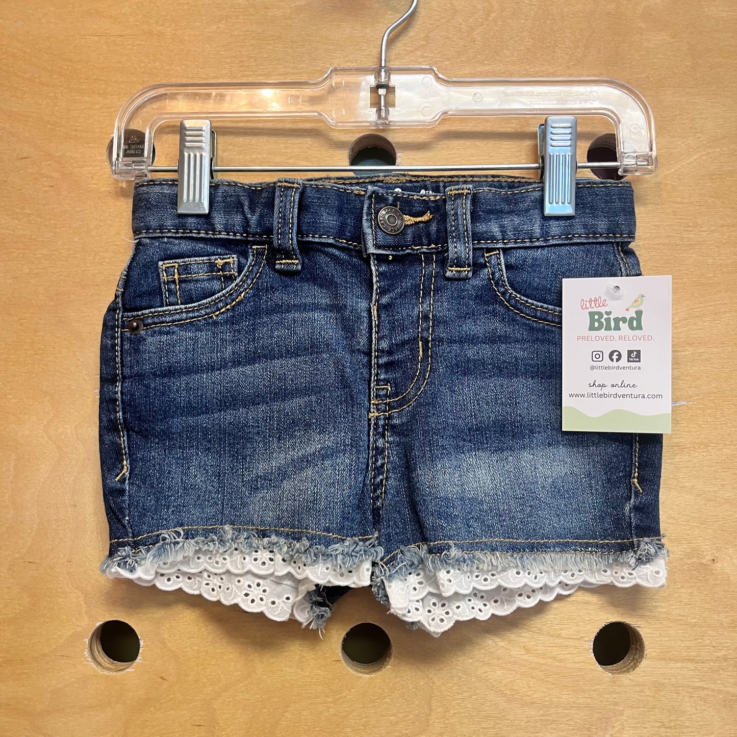 Lace Trim Denim Shorts