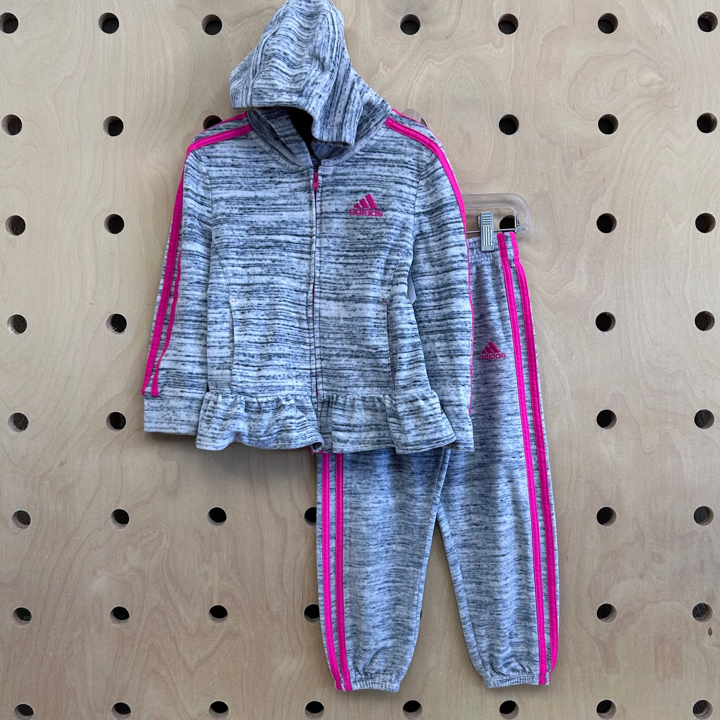 Grey & Pink Velour Set