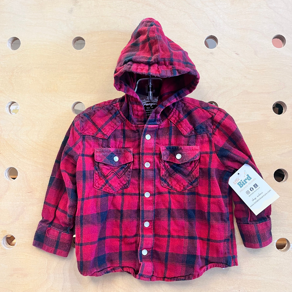 Red/Black Plaid Hooded Snap Flannel