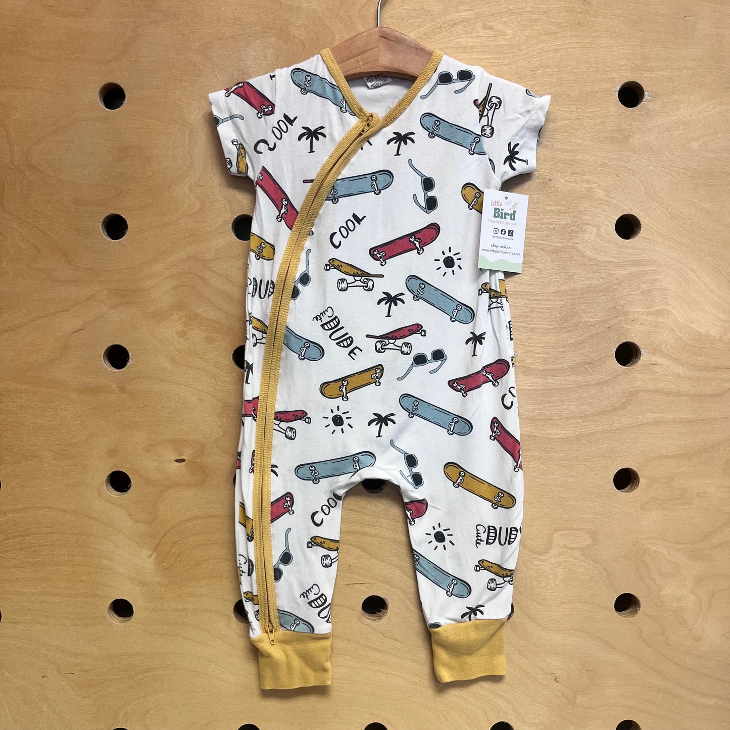 White 'Dude' Skateboard Romper