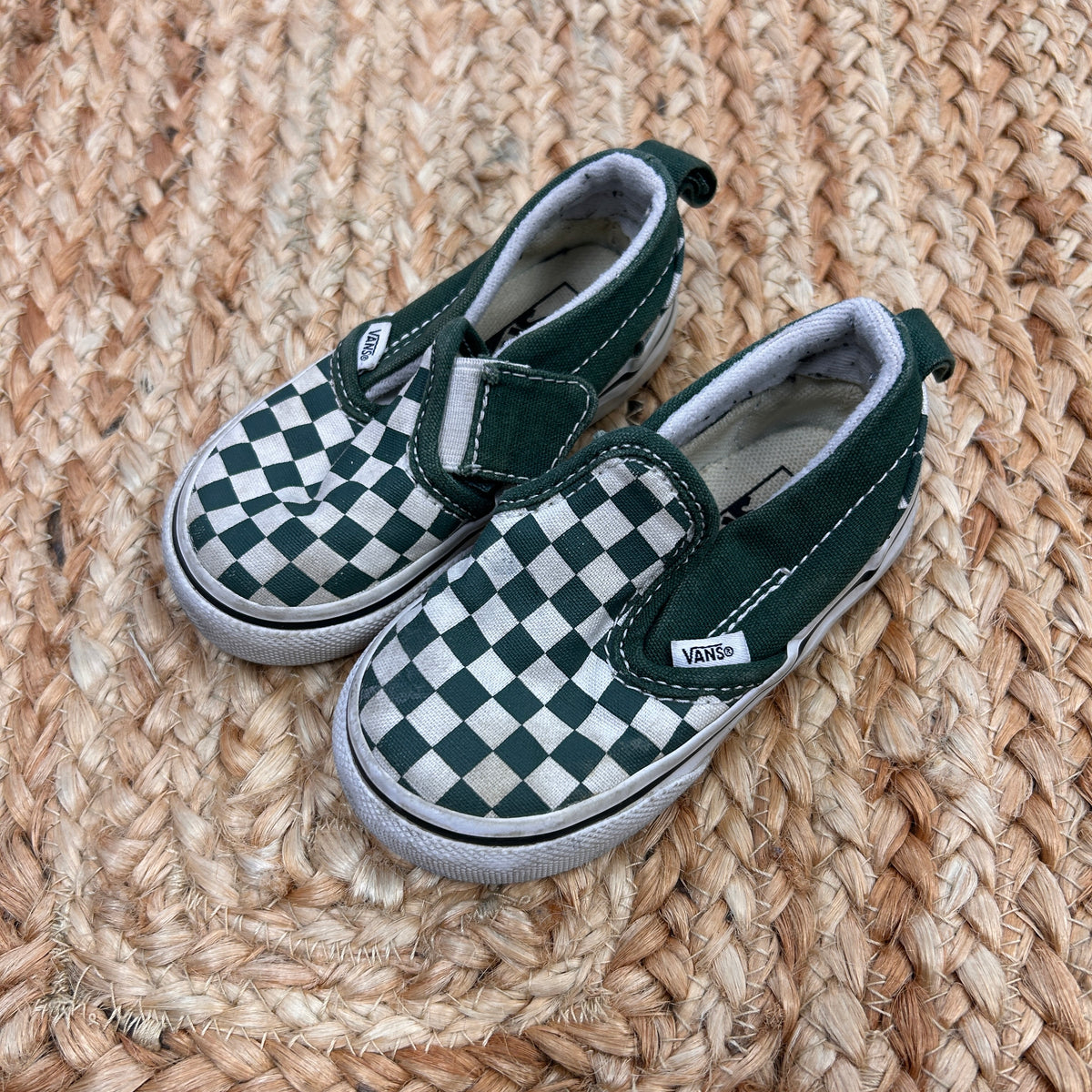 Green Checkered Slip Ons