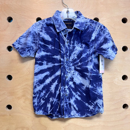 Blue Tie Dye Button Up