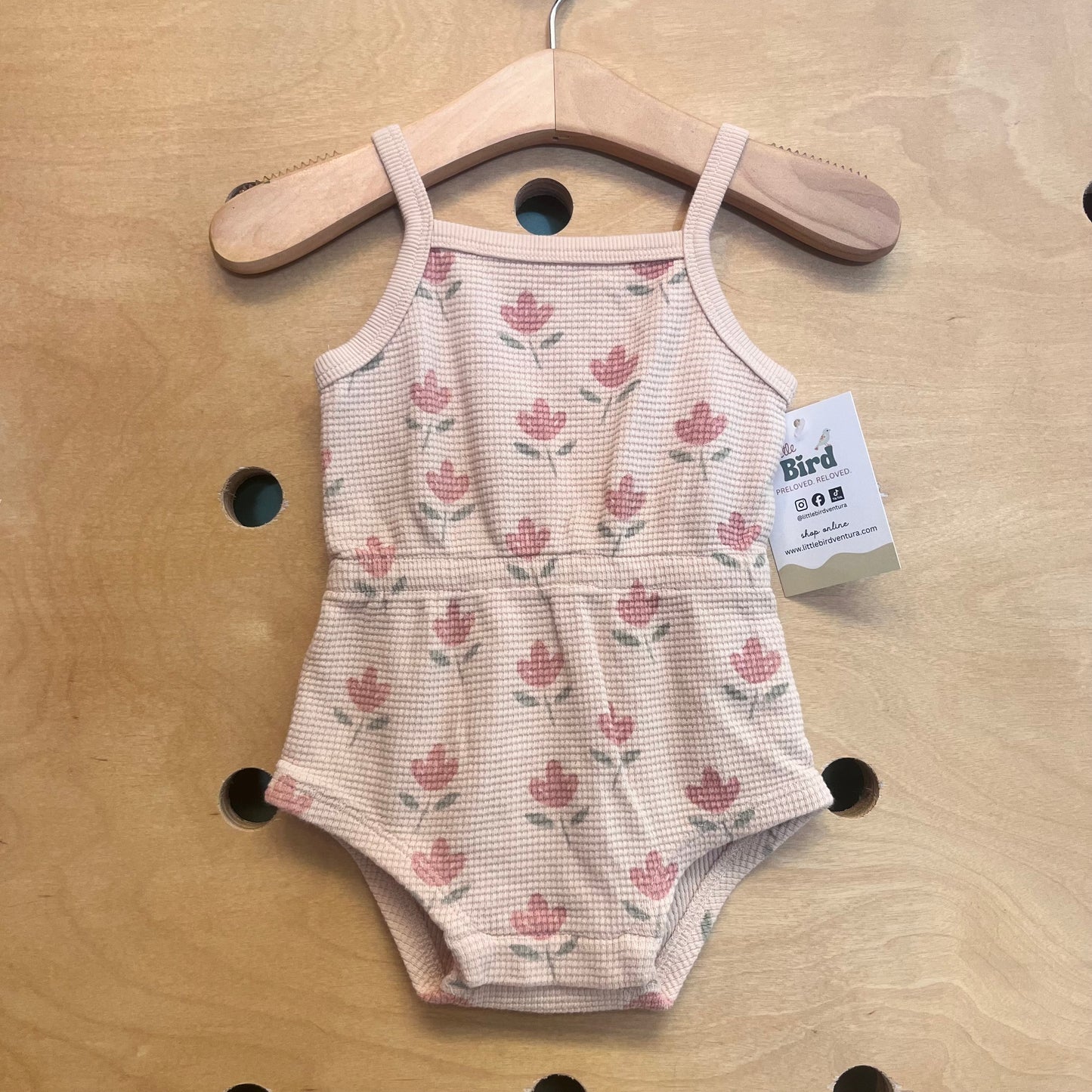 Tan Organic Waffle Knit Tulip Romper
