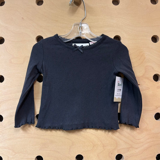 Dark Grey Pointelle Top