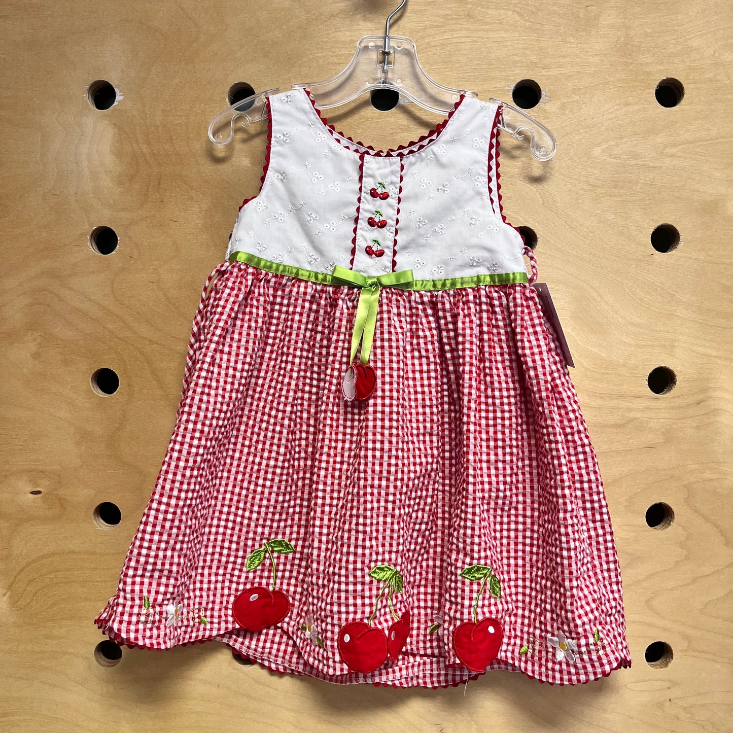 Red/.White Gingham Cherries Dress
