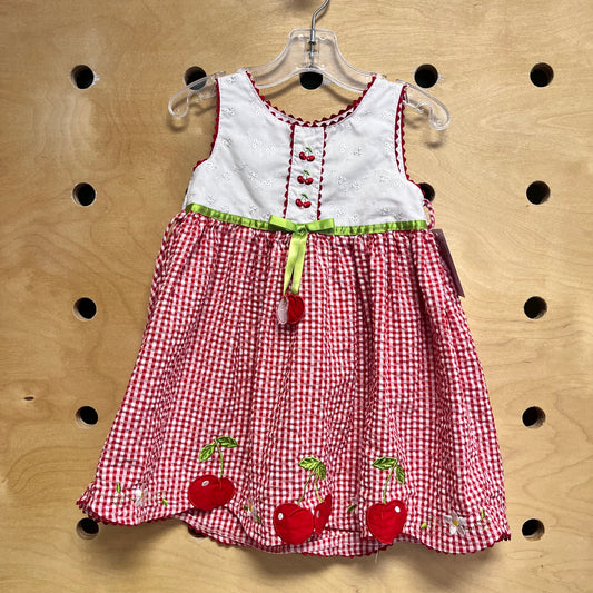 Red/.White Gingham Cherries Dress