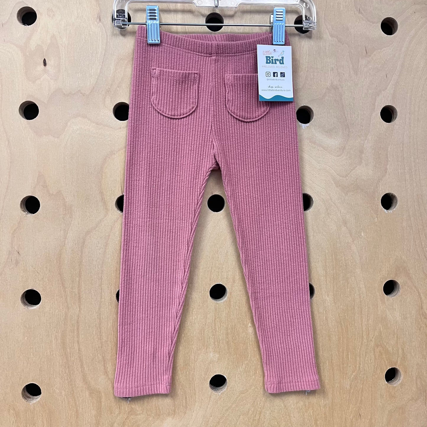 Pink Ribbed Leggings