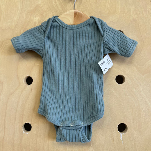 Organic Blue Ribbed Bodysuit