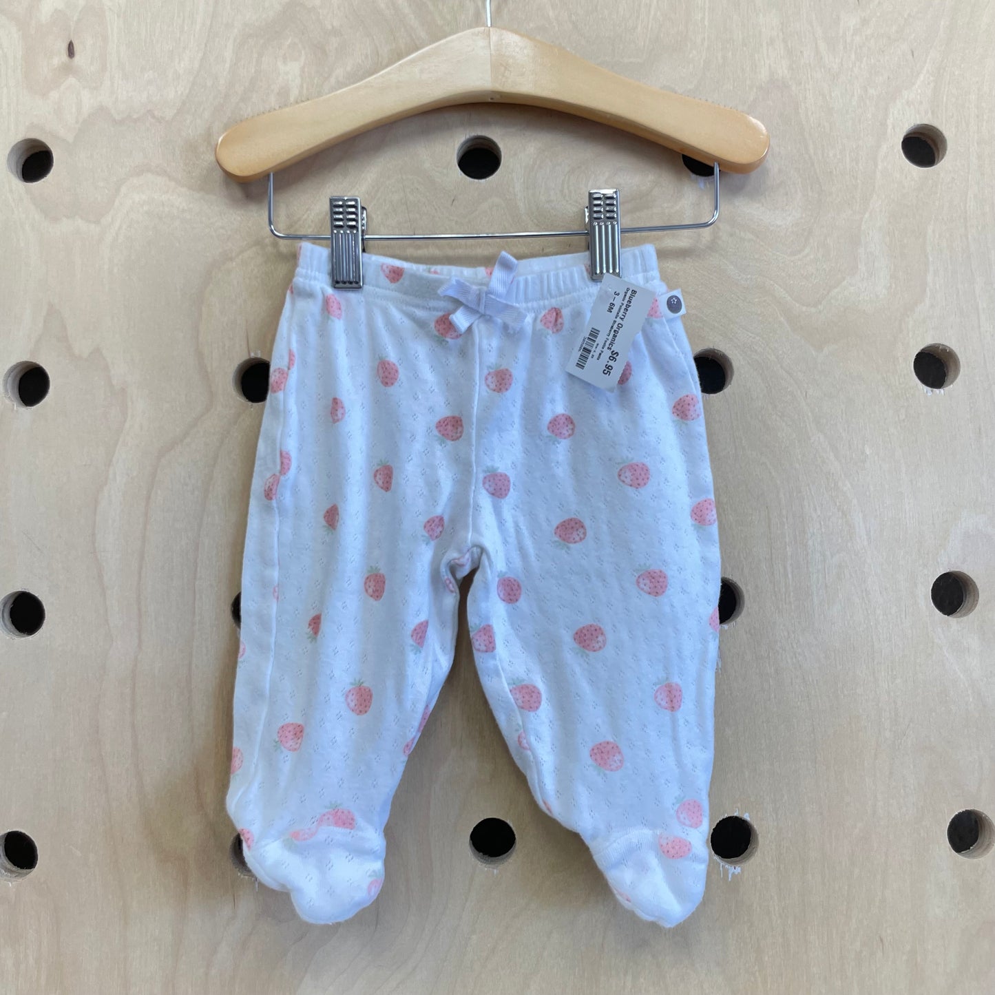 Organic Pointelle Strawberry Footie Pants