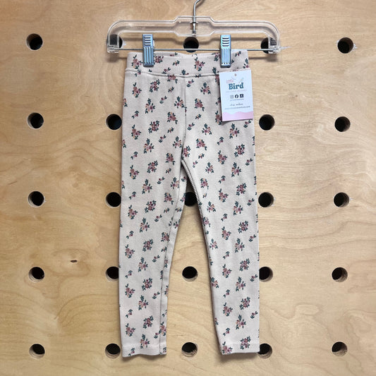Pink Floral Ribbed Leggings