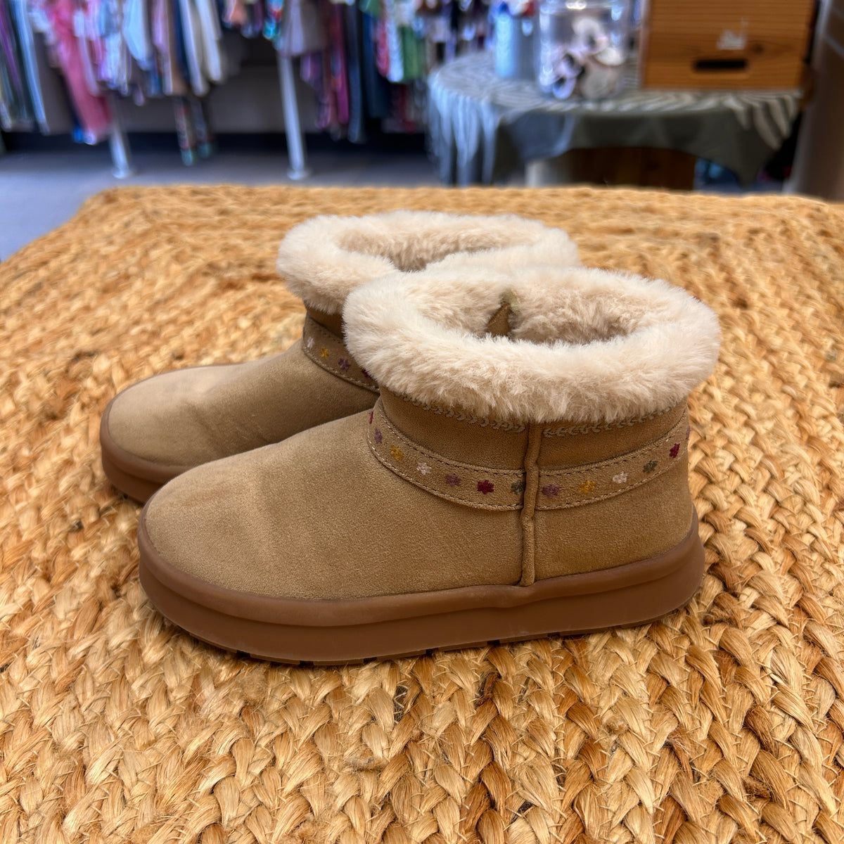 Tan Floral Lined Boots