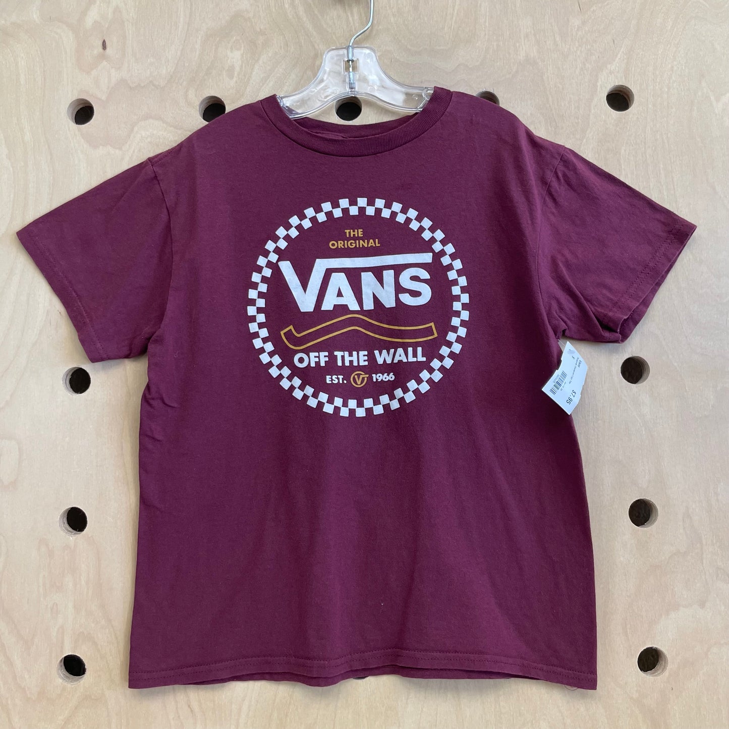 Burgundy Checkered Logo Tee