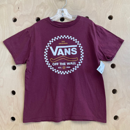 Burgundy Checkered Logo Tee