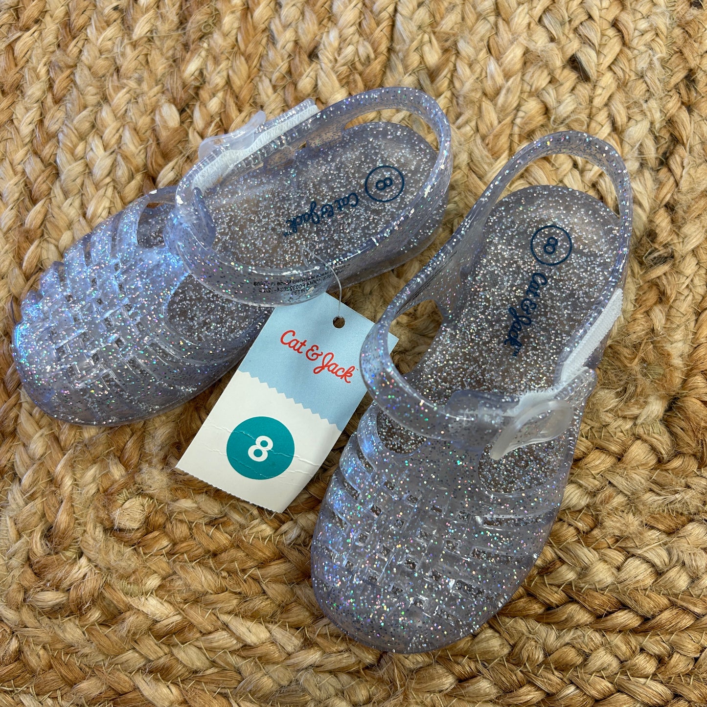 White Glitter Jelly Sandals NEW!