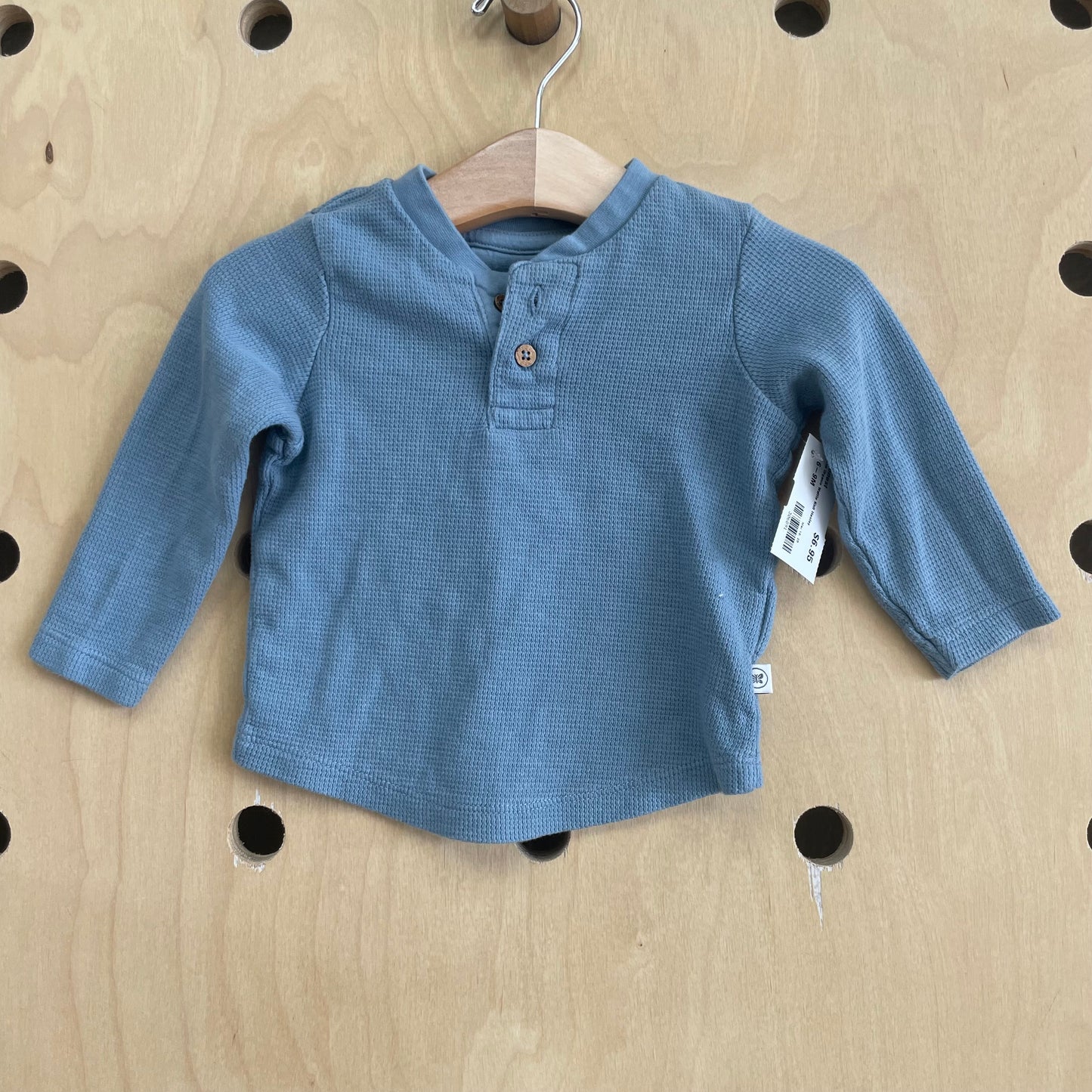 Blue Organic Waffle Knit Henley