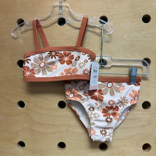 White/Brown Floral 2pc. Swimsuit