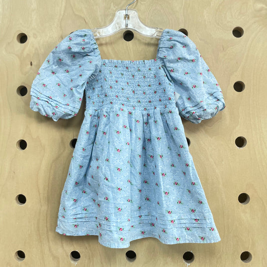 Blue Floral Smocked Dress