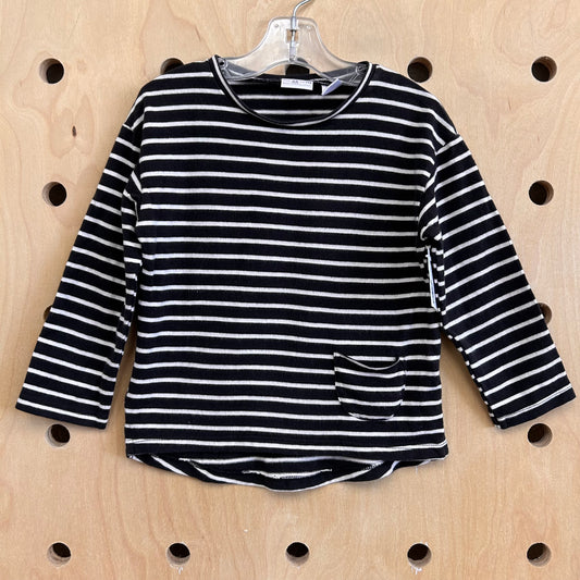 Black & White Striped LS Top