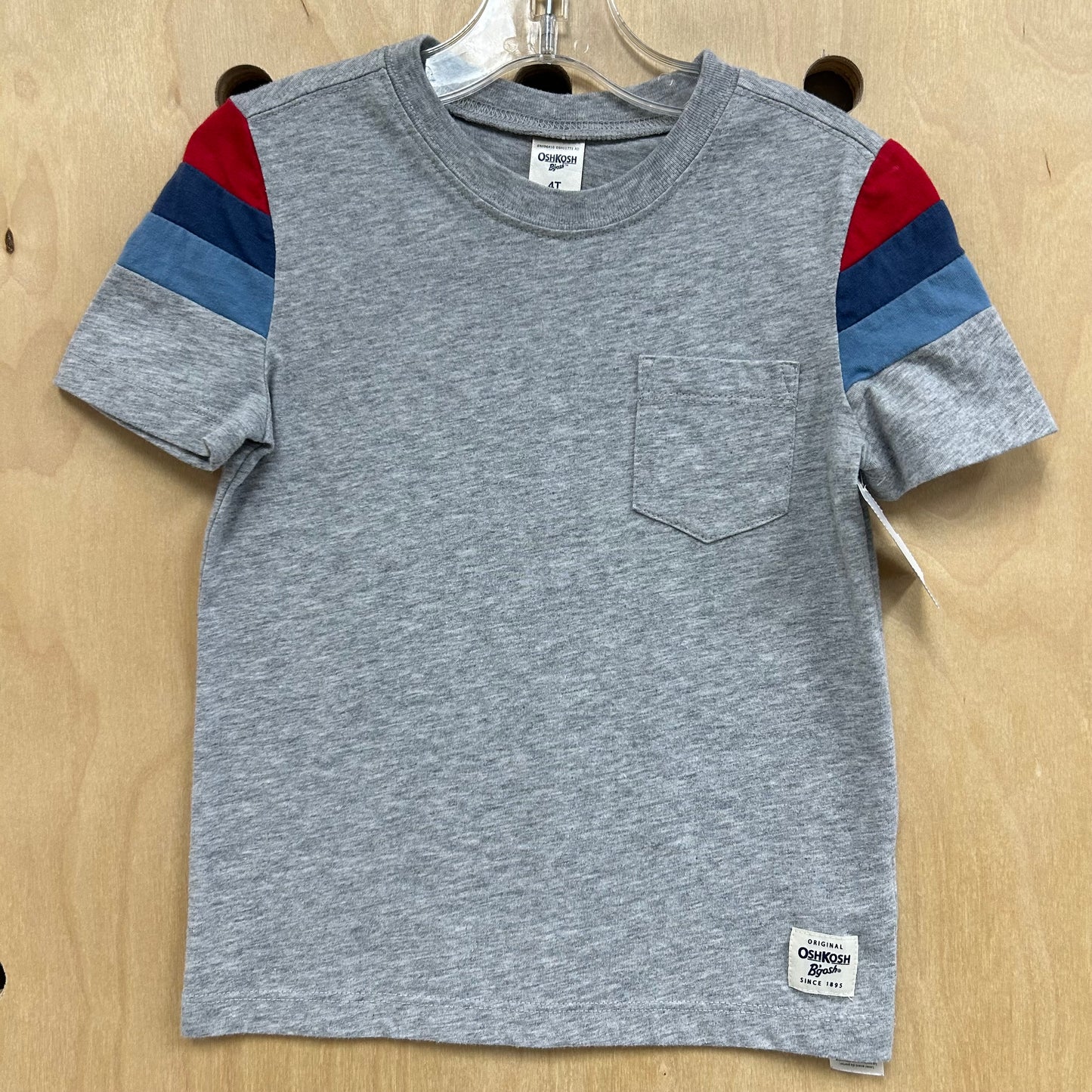 Grey Striped Sleeve Tee