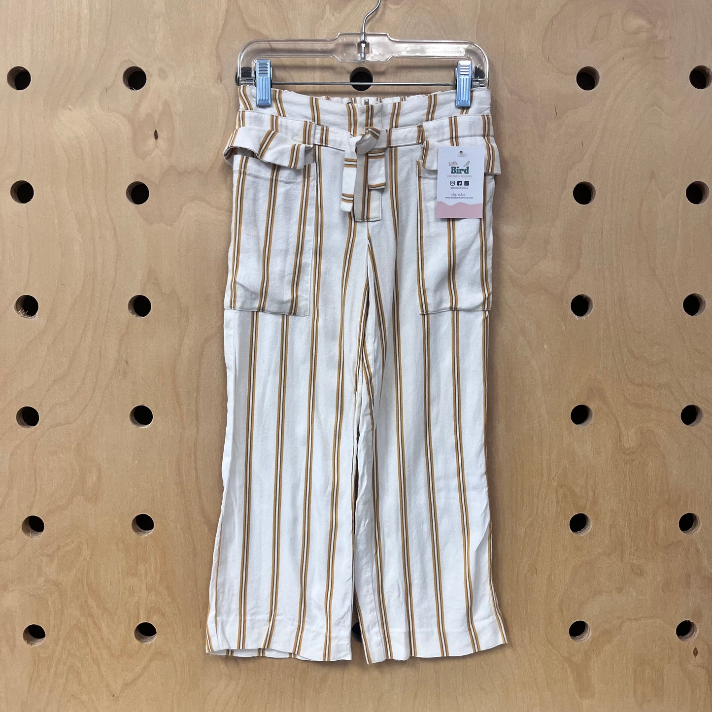 Yellow & White Striped Linen Pants