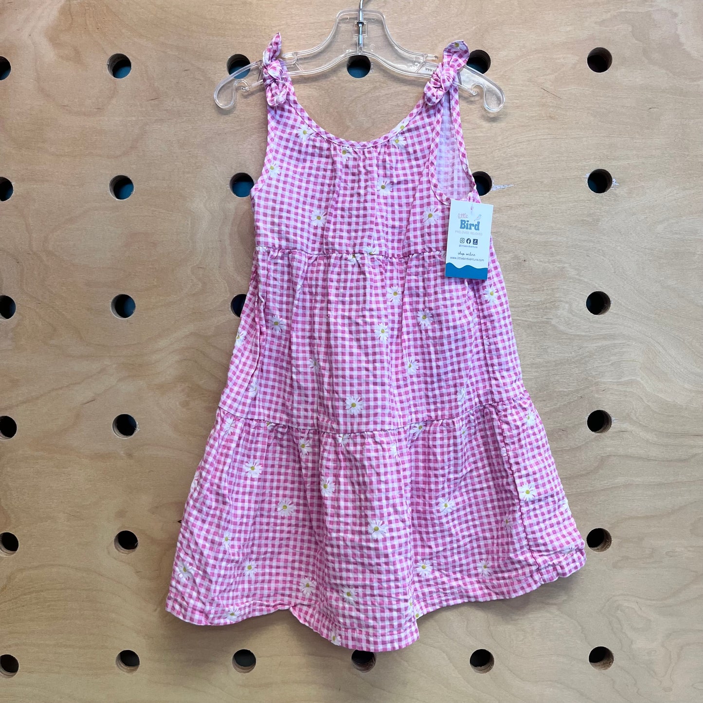 Pink/White Gingham Daisy Dress