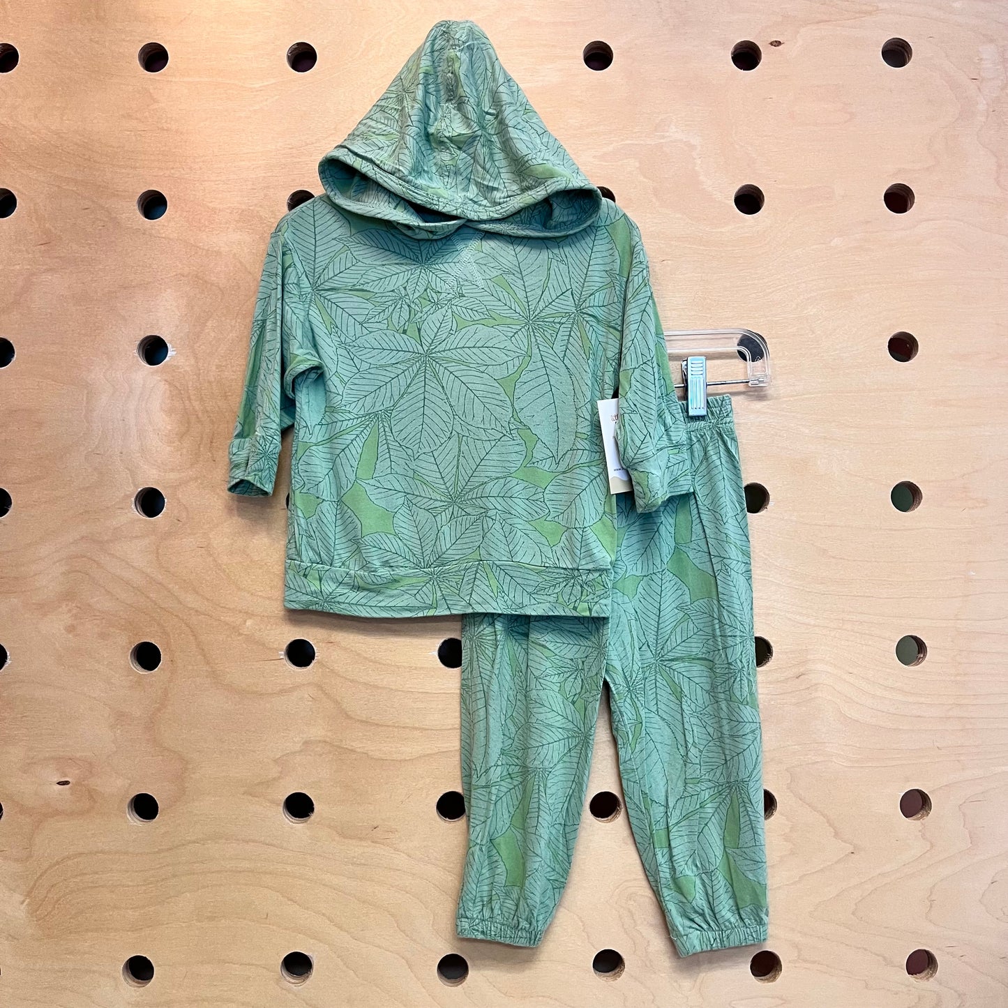 Green Modal Leaves Hoodie+Pants