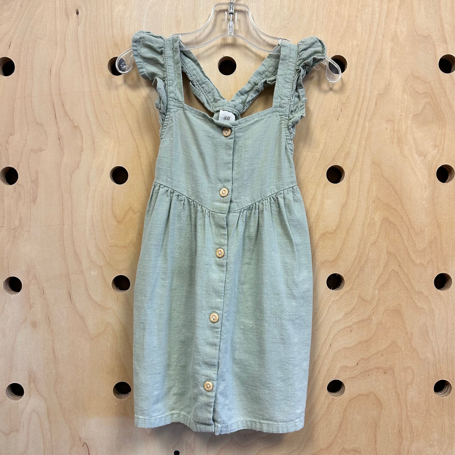 Green Cotton Button Dress