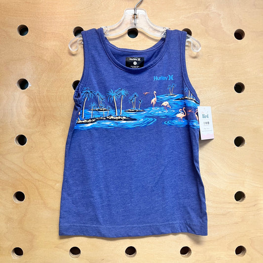 Blue Palm Trees/Flamingo Tank
