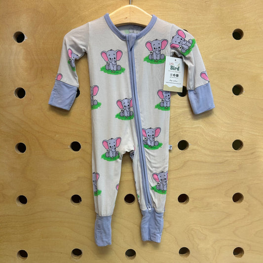 White/Purple Bamboo Elephant Zippy