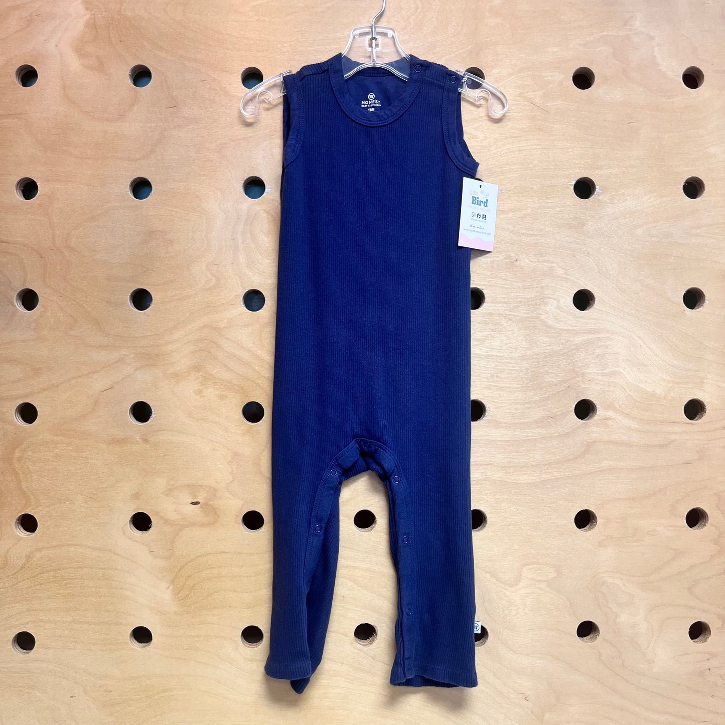 Organic Blue Ribbed Romper
