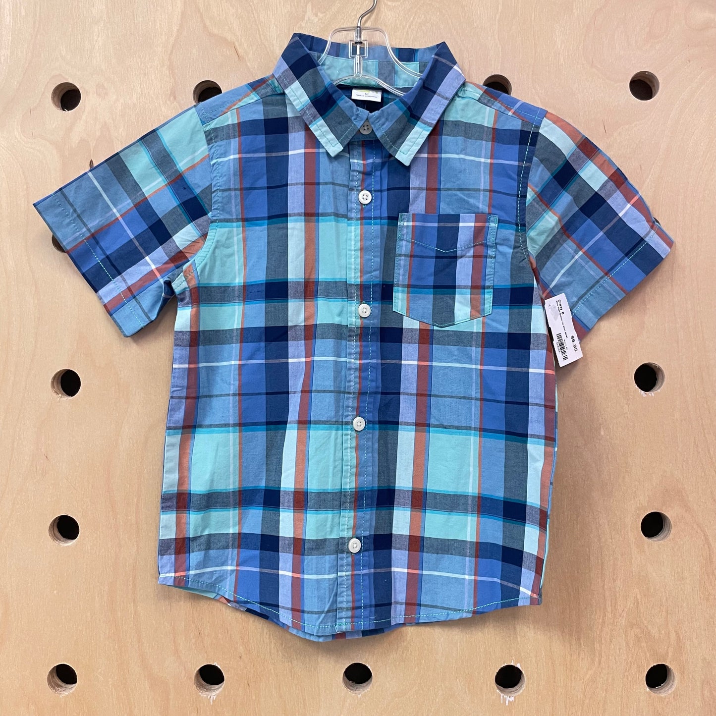 Blue Plaid Button Up Shirt NEW!