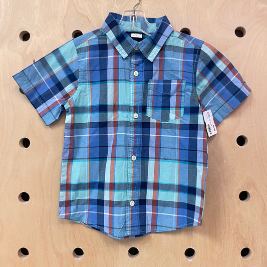 Blue Plaid Button Up Shirt NEW!