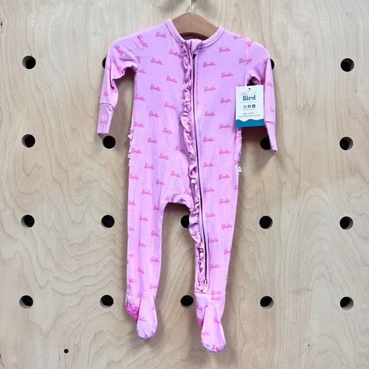 Pink Barbie Ruffle Bamboo Footies