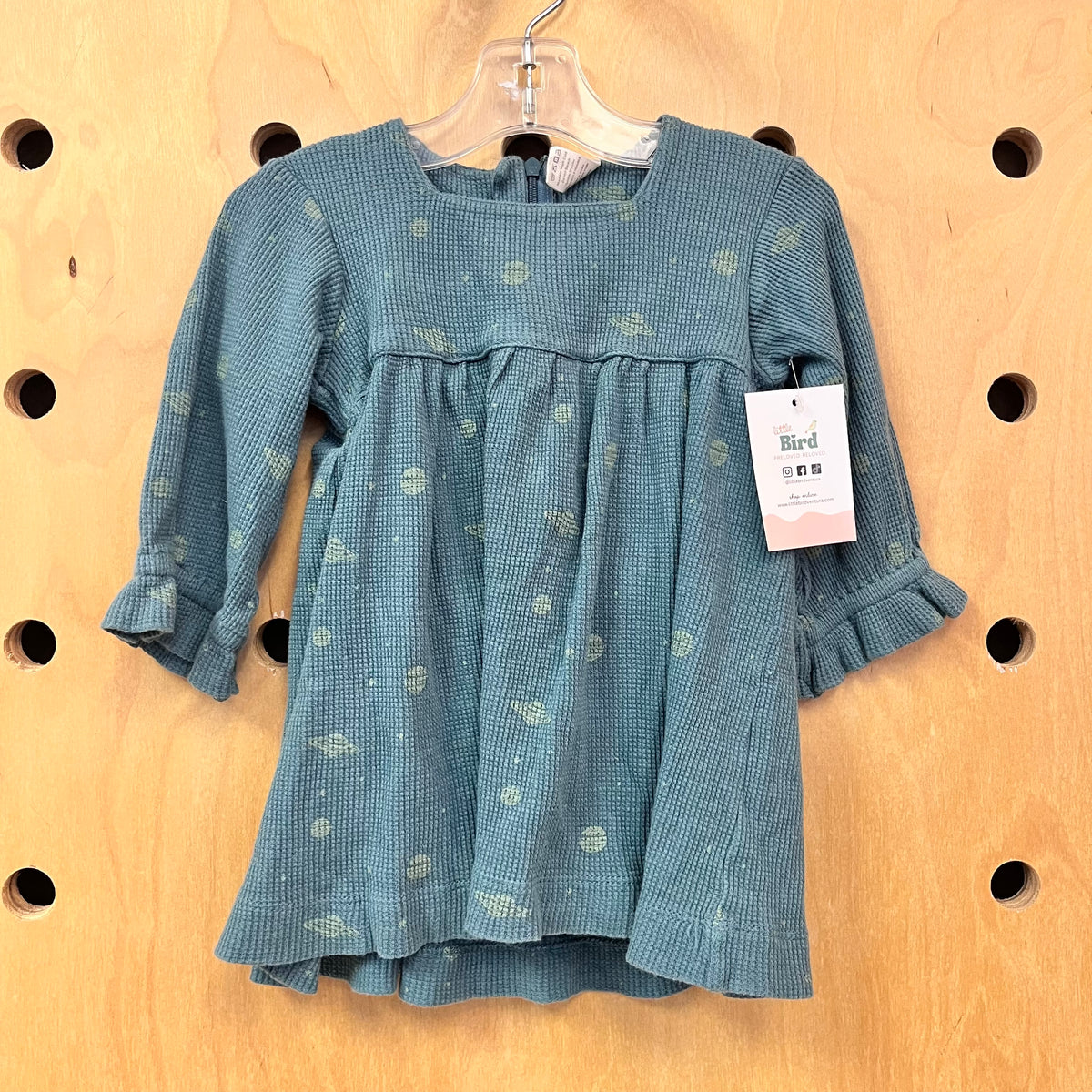 Organic Teal Planets Waffle Dress