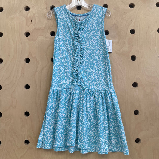 Teal Leaves Ruffle Dress