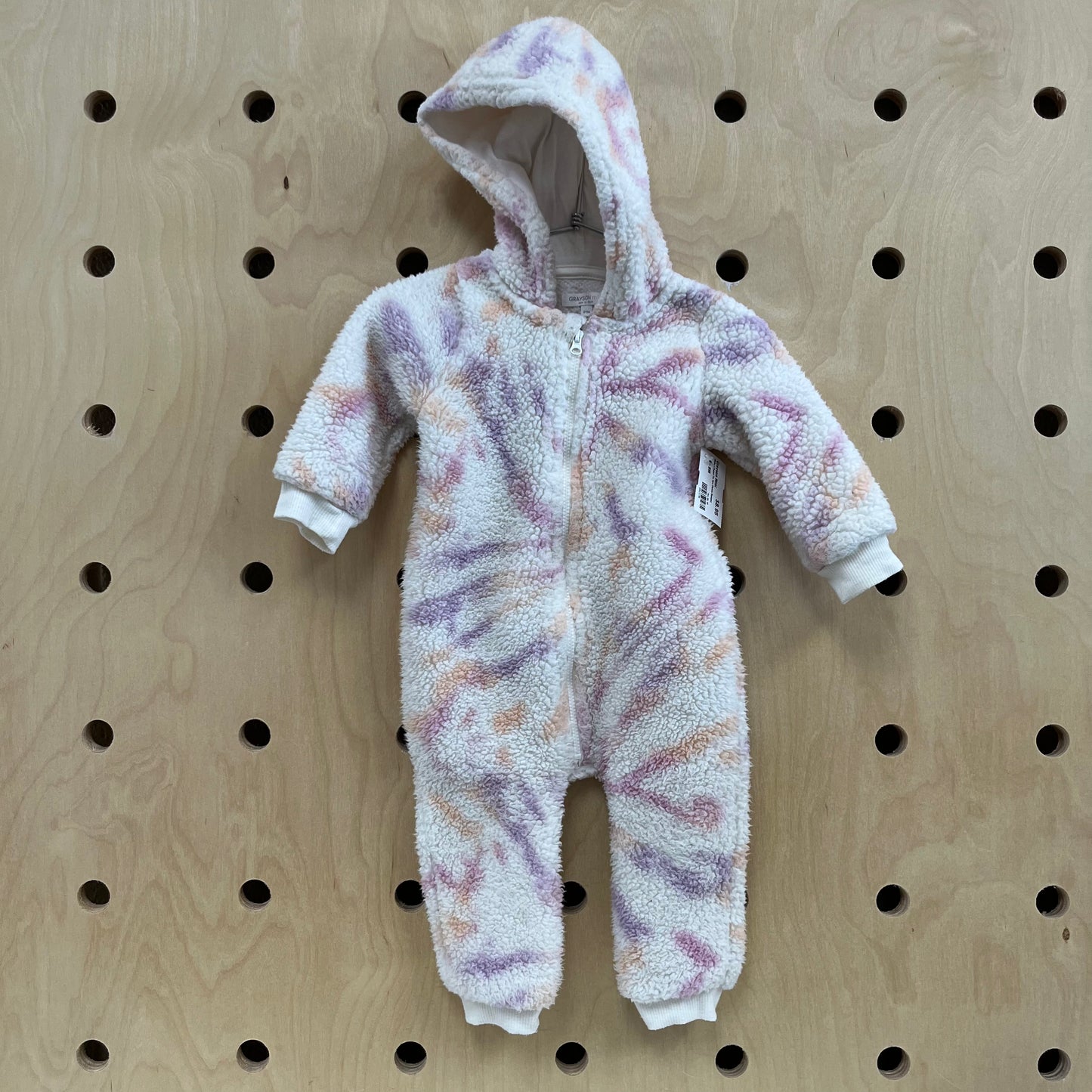 White+Pastel Tie Dye Fleece Romper