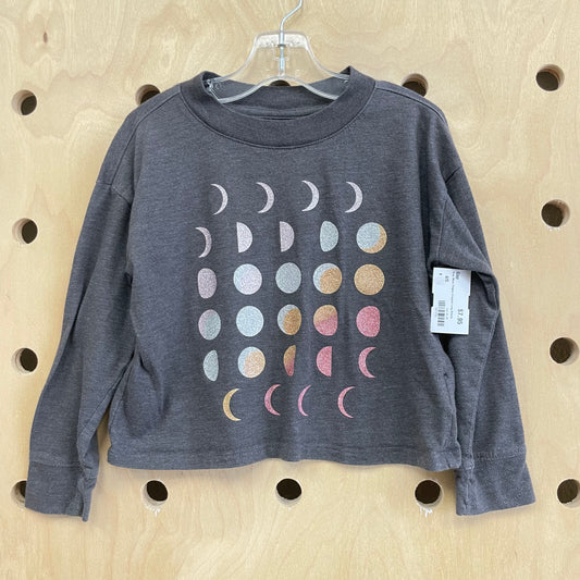 Grey Moon Phases Cropped Long Sleeve