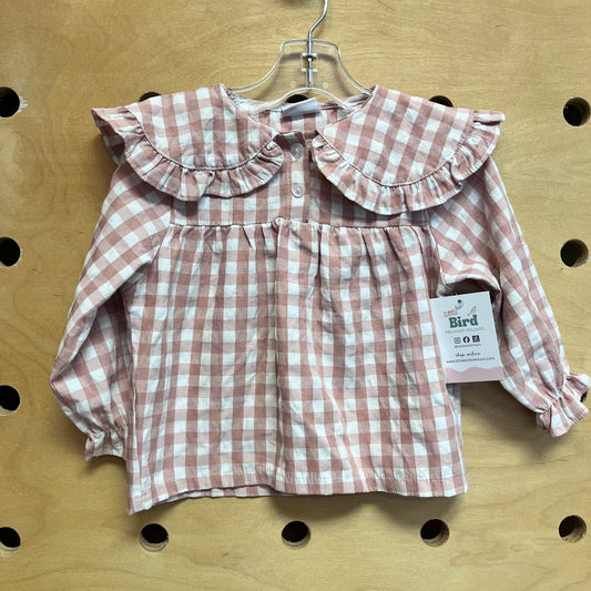 Pink/White Gingham Collar LS