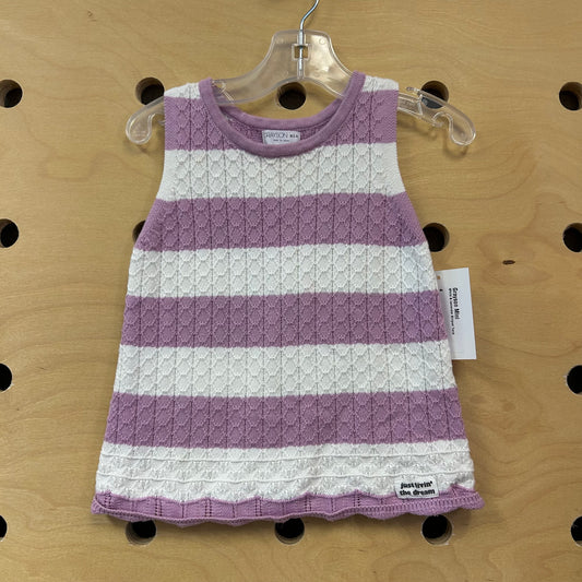 White & Lavender Striped Tank