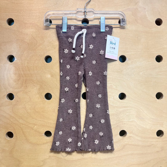 Plum/Tan Floral Ribbed Flare Leggings