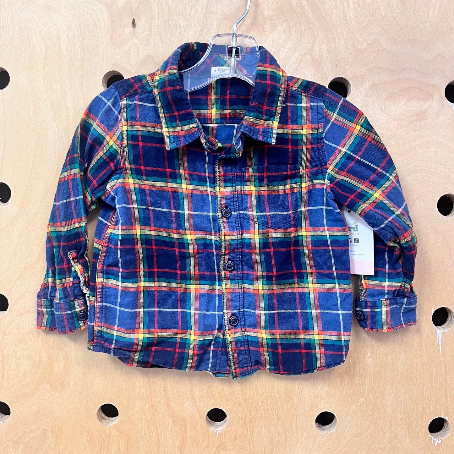 Navy Plaid Button Up