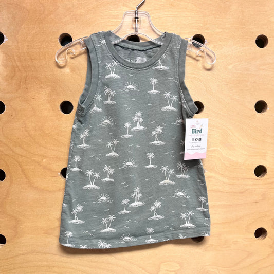 Organic Green/White Palm Tank