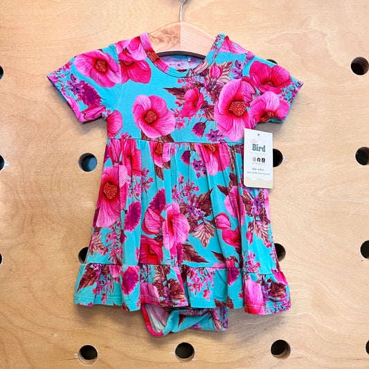 Teal & Pink Hibiscus Bamboo Romper