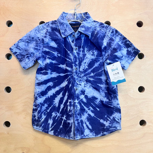 Blue Tie Dye Button Up