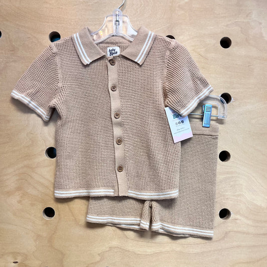 Brown Knit Collared Outfit