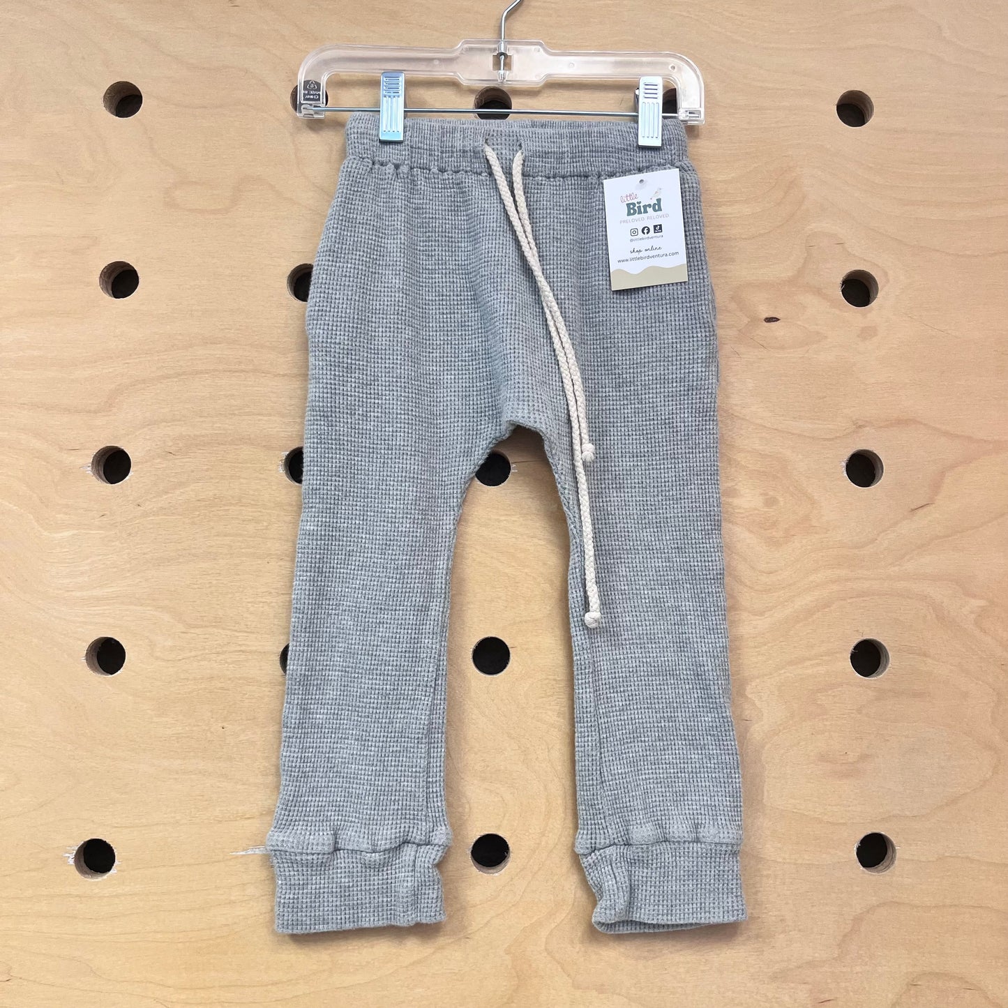 Grey Waffle Drawstring Joggers