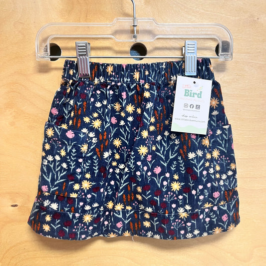Blue Floral Cord Skirt