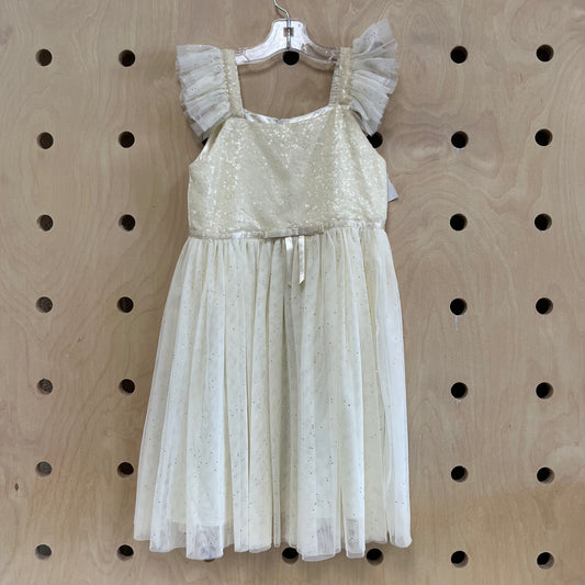 Cream Sequins & Tulle Dress