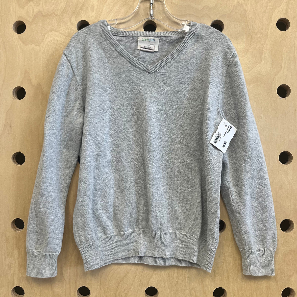 Grey Knit V-Neck Sweater